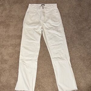 DL1961 White High-Rise Straight Crop Jeans